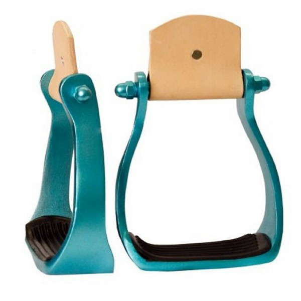 Teal Color Coated Light Weight Aluminum Western Stirrups